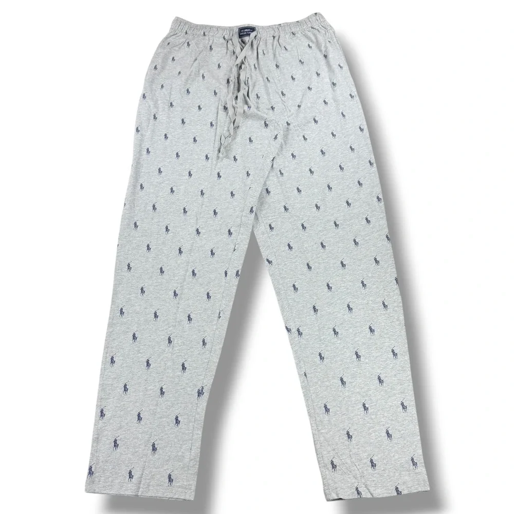 Polo Ralph Lauren Pajama Lounge Pants Men's Large L Gray Allover Pony Print